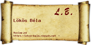 Lökös Béla névjegykártya